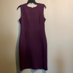 Calvin Klein plum sheath dress. Gorgeous gold zipper detail.
